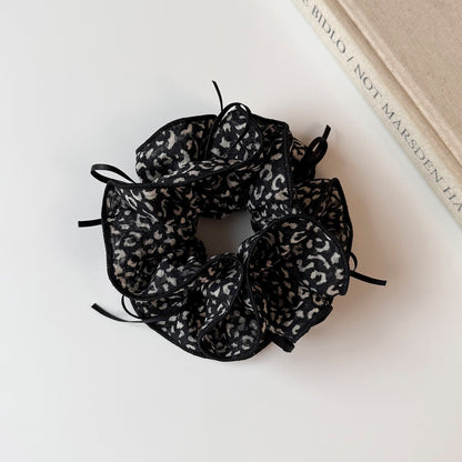 French Style Leopard Print Scrunchie For Women, Made Of Soft Gauze, Perfect Hair Accessory For Summer