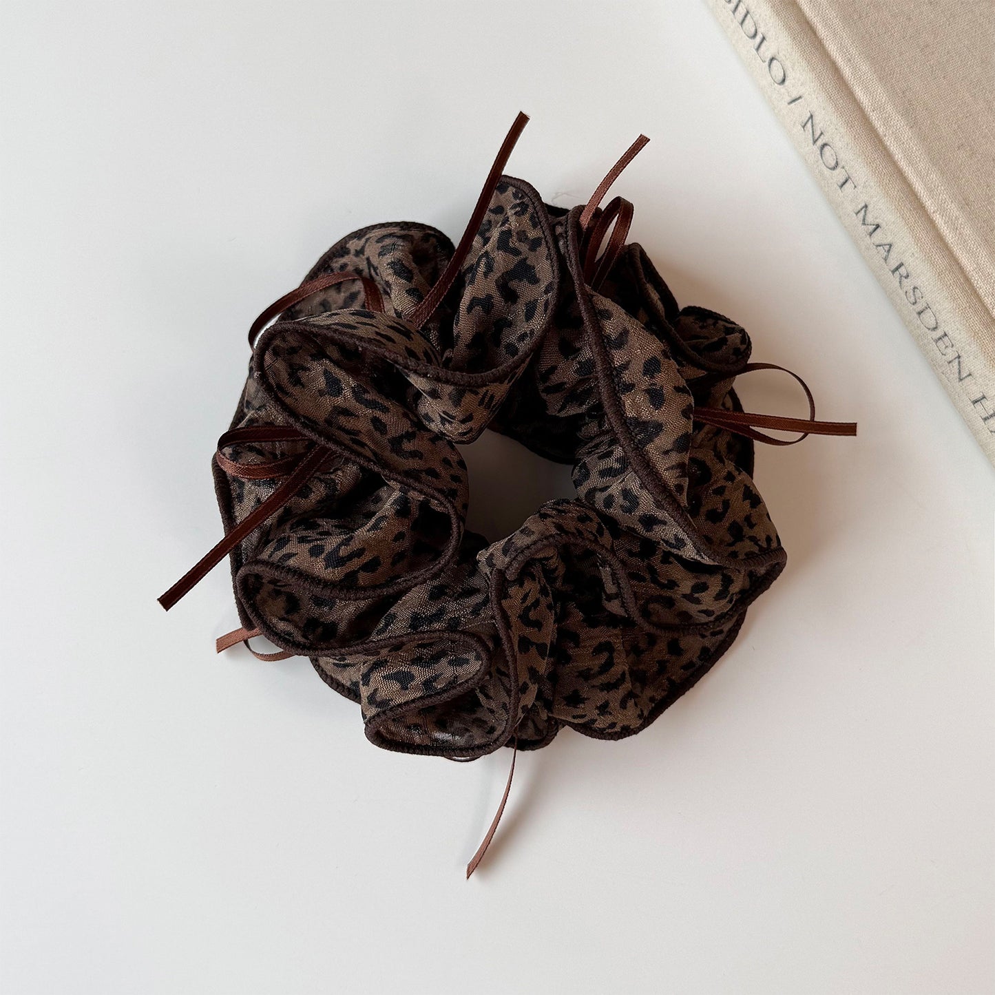 French Style Leopard Print Scrunchie For Women, Made Of Soft Gauze, Perfect Hair Accessory For Summer