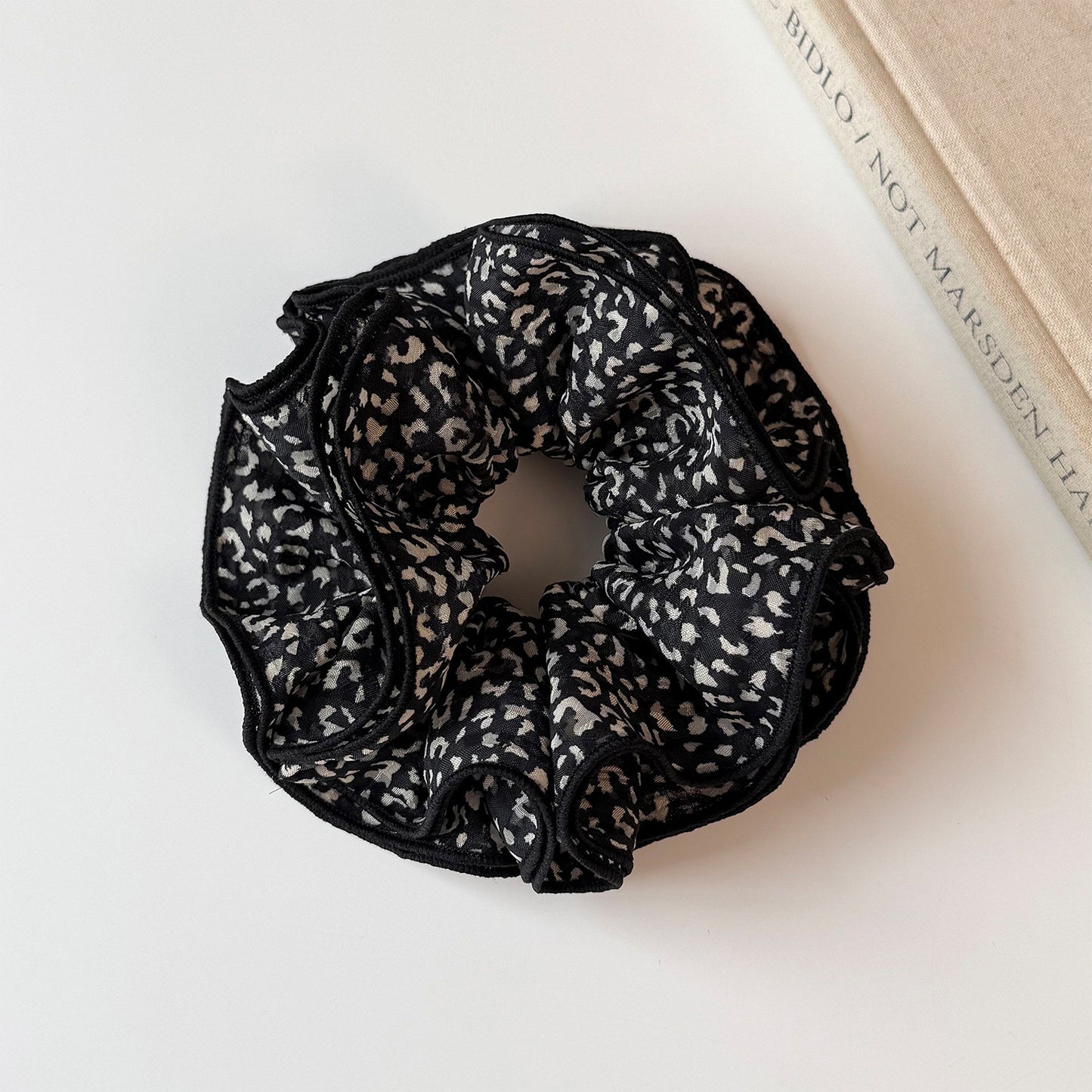 French Style Leopard Print Scrunchie For Women, Made Of Soft Gauze, Perfect Hair Accessory For Summer