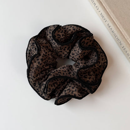 French Style Leopard Print Scrunchie For Women, Made Of Soft Gauze, Perfect Hair Accessory For Summer