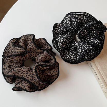 French Style Leopard Print Scrunchie For Women, Made Of Soft Gauze, Perfect Hair Accessory For Summer