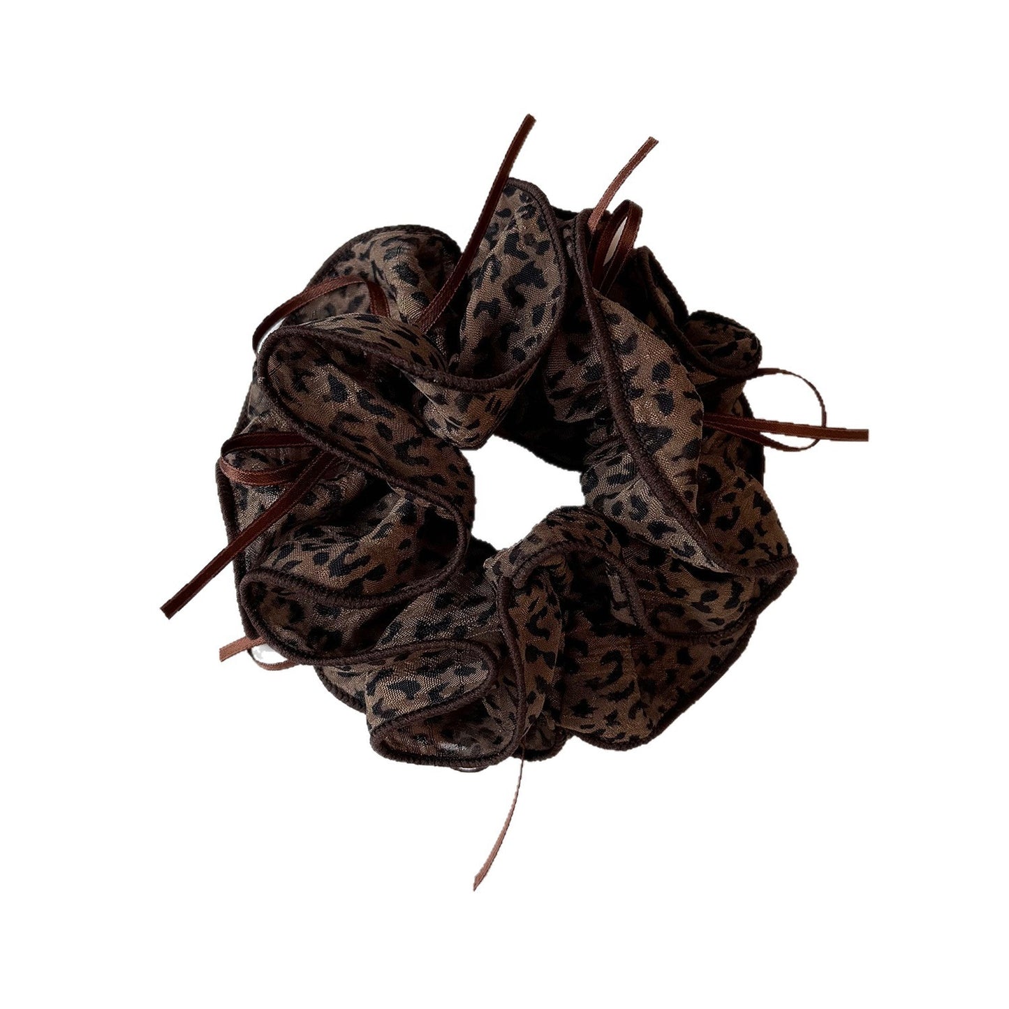 French Style Leopard Print Scrunchie For Women, Made Of Soft Gauze, Perfect Hair Accessory For Summer