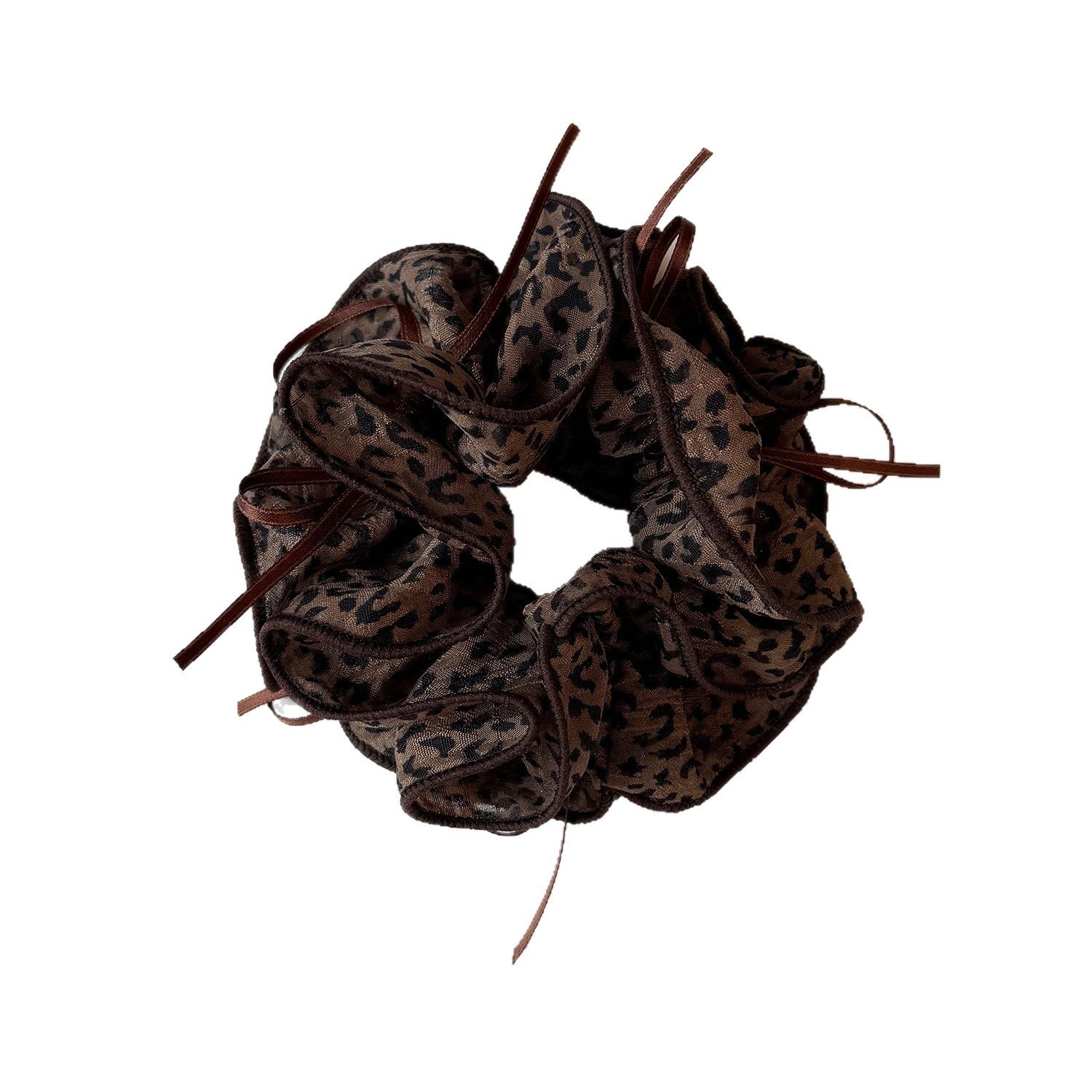 French Style Leopard Print Scrunchie For Women, Made Of Soft Gauze, Perfect Hair Accessory For Summer
