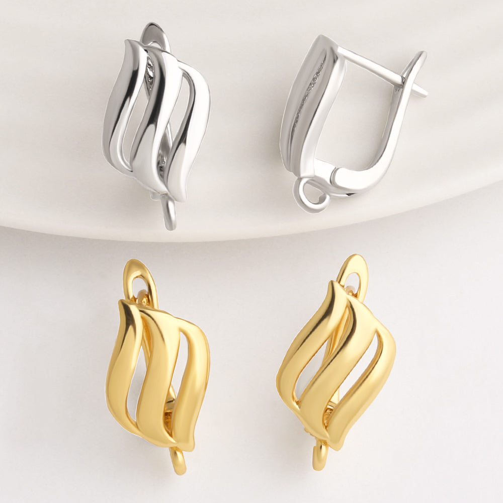 Geometric Electroplated Ear Hook In Copper With 18K Real Gold PVD Coated Plating, 0.03µm Thickness, Unisex Design