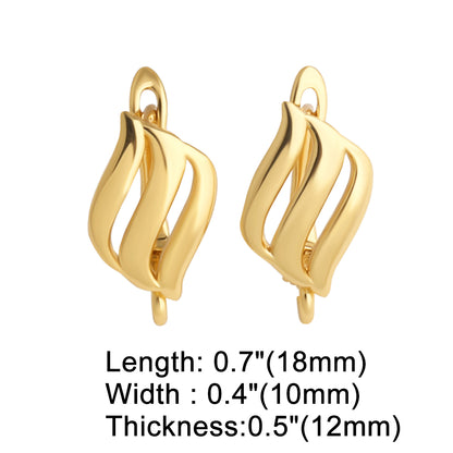 Geometric Electroplated Ear Hook In Copper With 18K Real Gold PVD Coated Plating, 0.03µm Thickness, Unisex Design