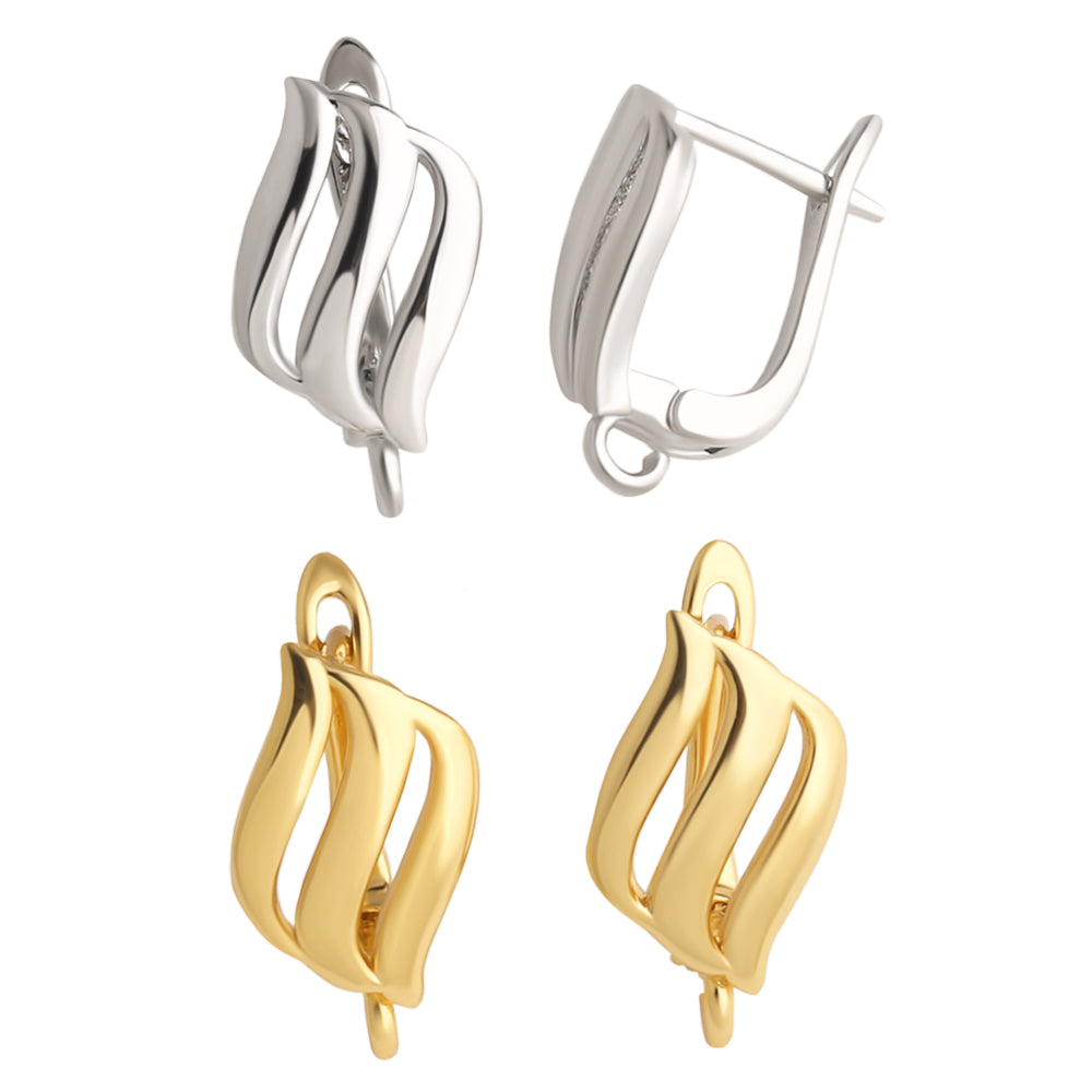 Geometric Electroplated Ear Hook In Copper With 18K Real Gold PVD Coated Plating, 0.03µm Thickness, Unisex Design