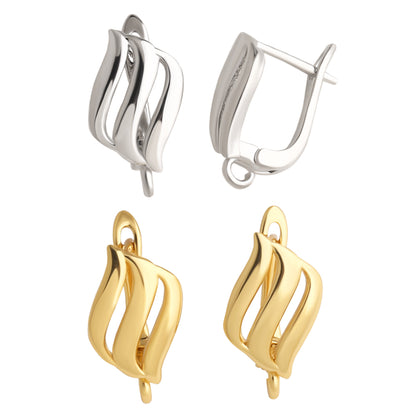 Geometric Electroplated Ear Hook In Copper With 18K Real Gold PVD Coated Plating, 0.03µm Thickness, Unisex Design
