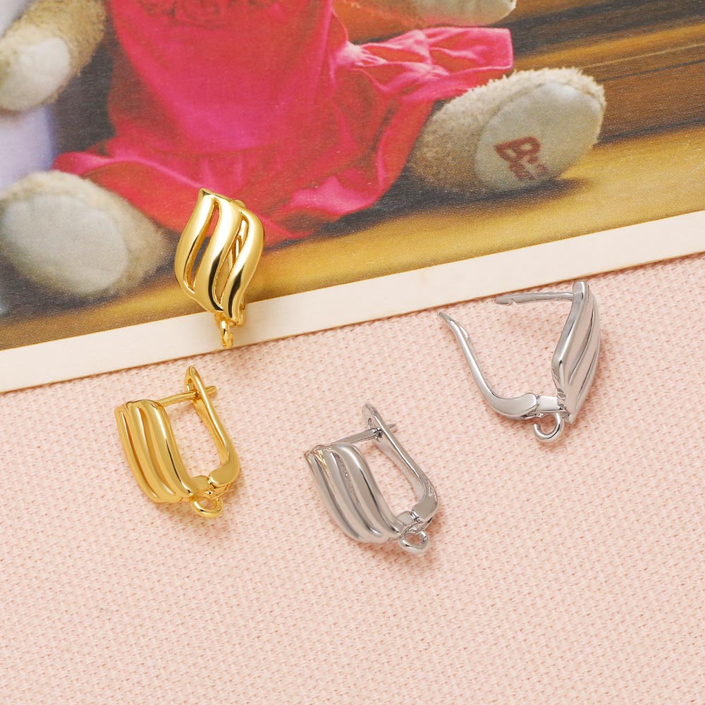 Geometric Electroplated Ear Hook In Copper With 18K Real Gold PVD Coated Plating, 0.03µm Thickness, Unisex Design
