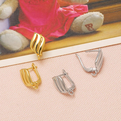 Geometric Electroplated Ear Hook In Copper With 18K Real Gold PVD Coated Plating, 0.03µm Thickness, Unisex Design