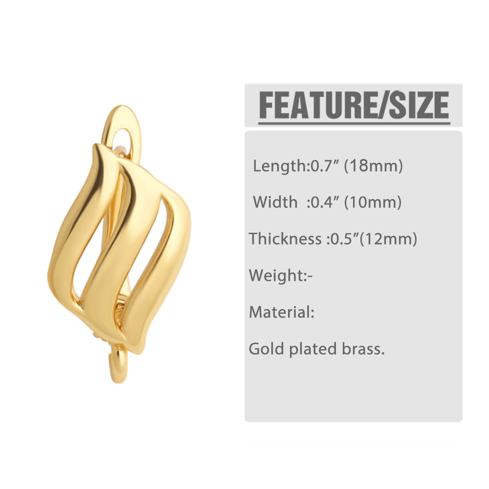 Geometric Electroplated Ear Hook In Copper With 18K Real Gold PVD Coated Plating, 0.03µm Thickness, Unisex Design