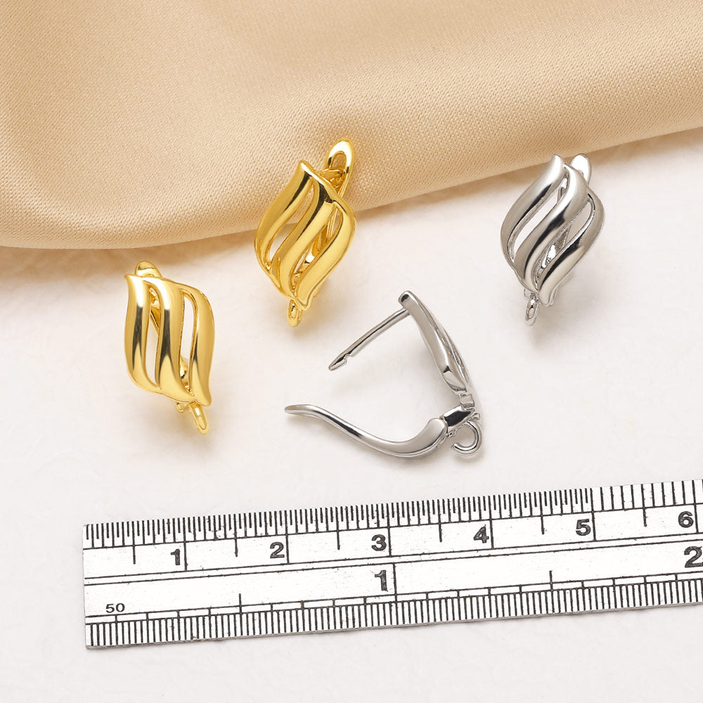Geometric Electroplated Ear Hook In Copper With 18K Real Gold PVD Coated Plating, 0.03µm Thickness, Unisex Design