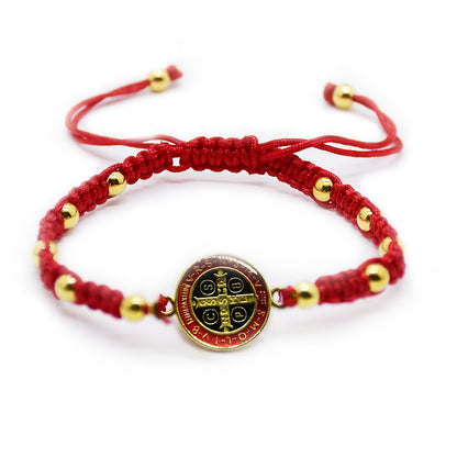Unisex Red Cross Bracelet Featuring Rope Chain And Alloy Material With Braid Craftsmanship
