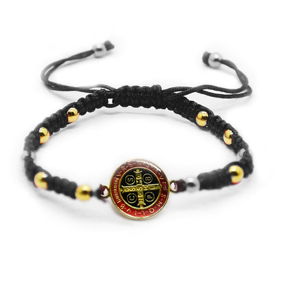 Unisex Red Cross Bracelet Featuring Rope Chain And Alloy Material With Braid Craftsmanship
