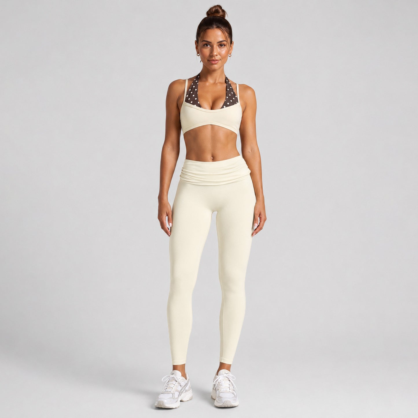 Sport Full Length Running Pants For Women In Stretchy Nylon Fabric Featuring 2 In 1 Craft With Sleeveless Design