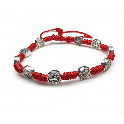 Unisex Red Cross Bracelet Featuring Rope Chain And Alloy Material With Braid Craftsmanship