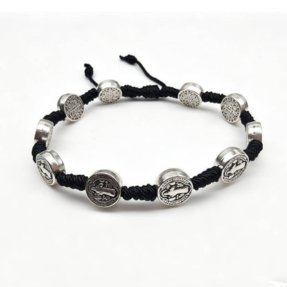Retro Unisex Braid Rope Bracelet In Dyed Black Featuring Durable Rope Material