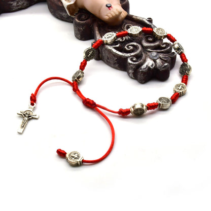Unisex Red Cross Bracelet Featuring Rope Chain And Alloy Material With Braid Craftsmanship