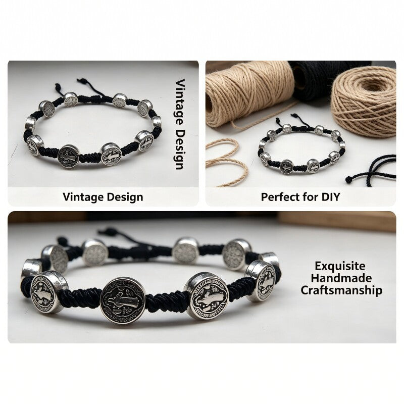 Retro Unisex Braid Rope Bracelet In Dyed Black Featuring Durable Rope Material