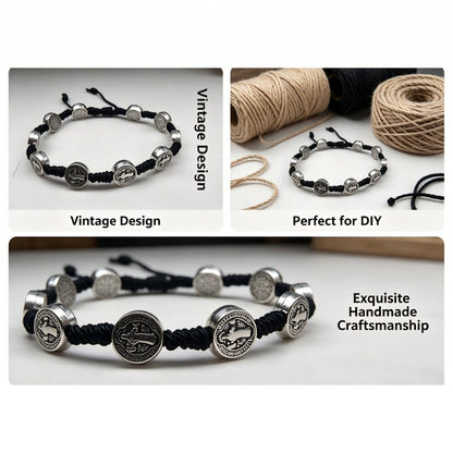 Retro Unisex Braid Rope Bracelet In Dyed Black Featuring Durable Rope Material
