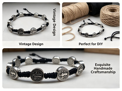 Retro Unisex Braid Rope Bracelet In Dyed Black Featuring Durable Rope Material