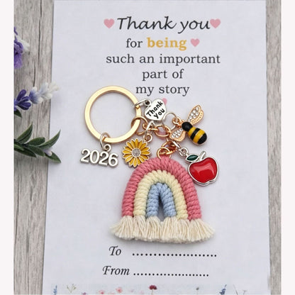 Rainbow Cotton Knitted Bee Key Chain With Pastoral Style, Perfect Thanksgiving Festival Accessory