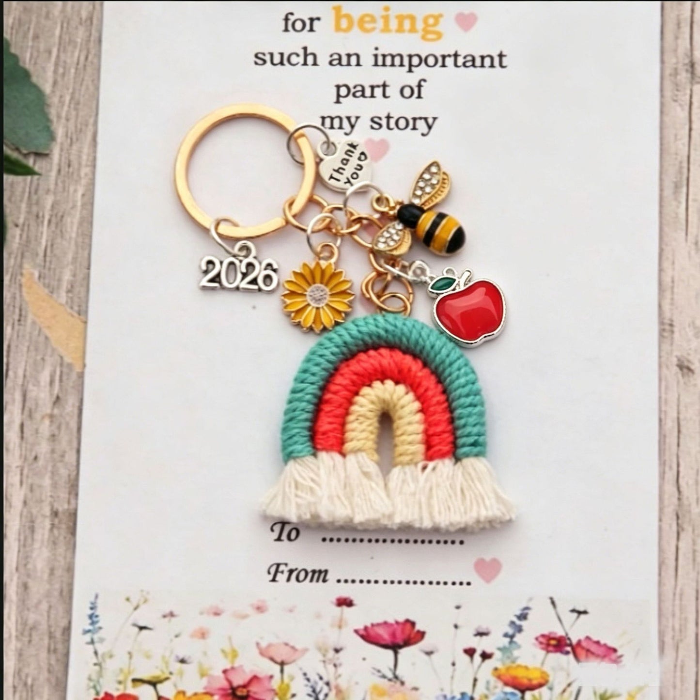 Rainbow Cotton Knitted Bee Key Chain With Pastoral Style, Perfect Thanksgiving Festival Accessory
