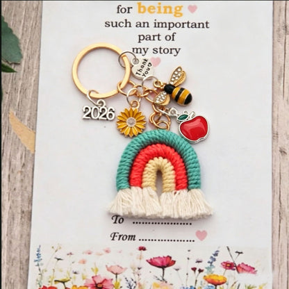 Rainbow Cotton Knitted Bee Key Chain With Pastoral Style, Perfect Thanksgiving Festival Accessory