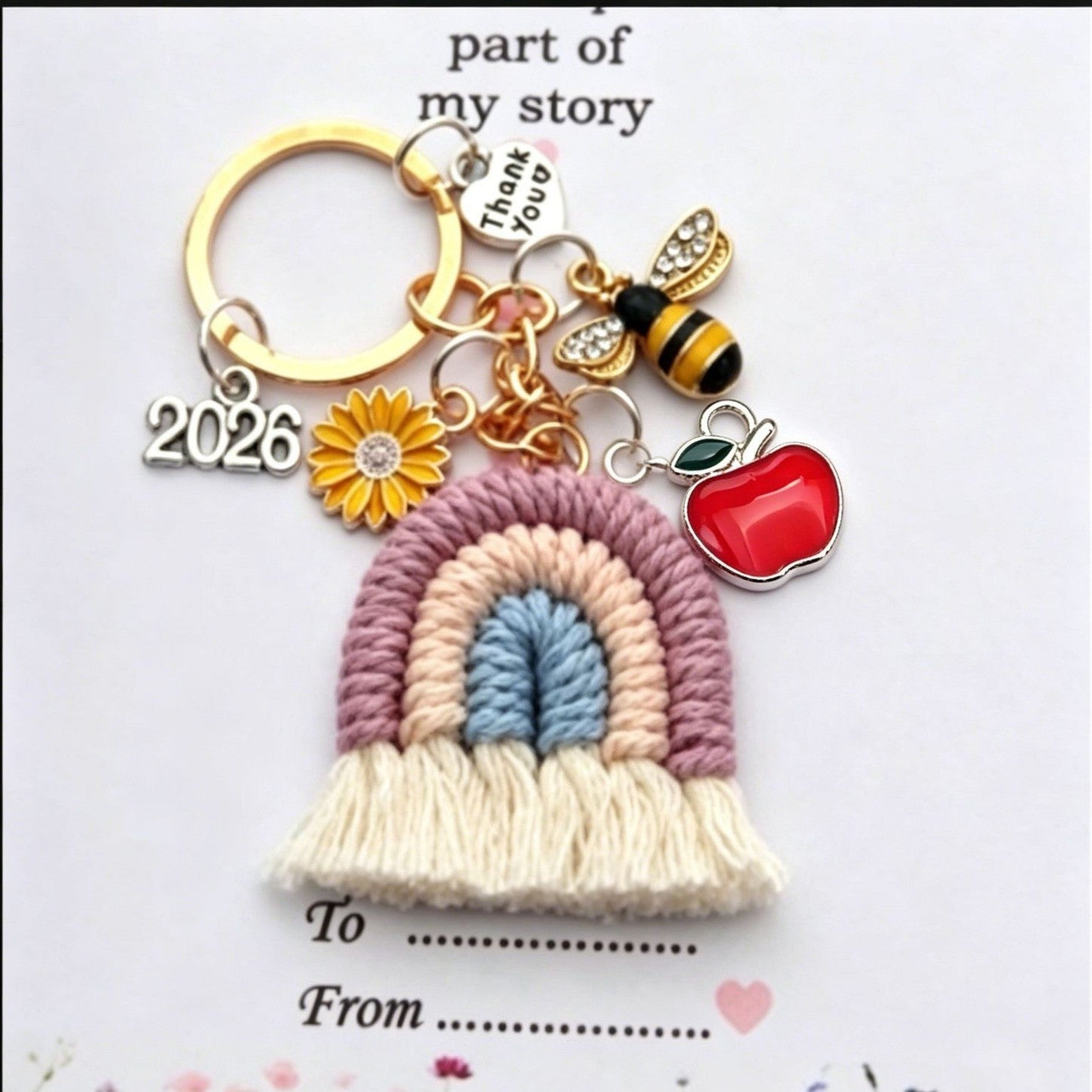 Rainbow Cotton Knitted Bee Key Chain With Pastoral Style, Perfect Thanksgiving Festival Accessory