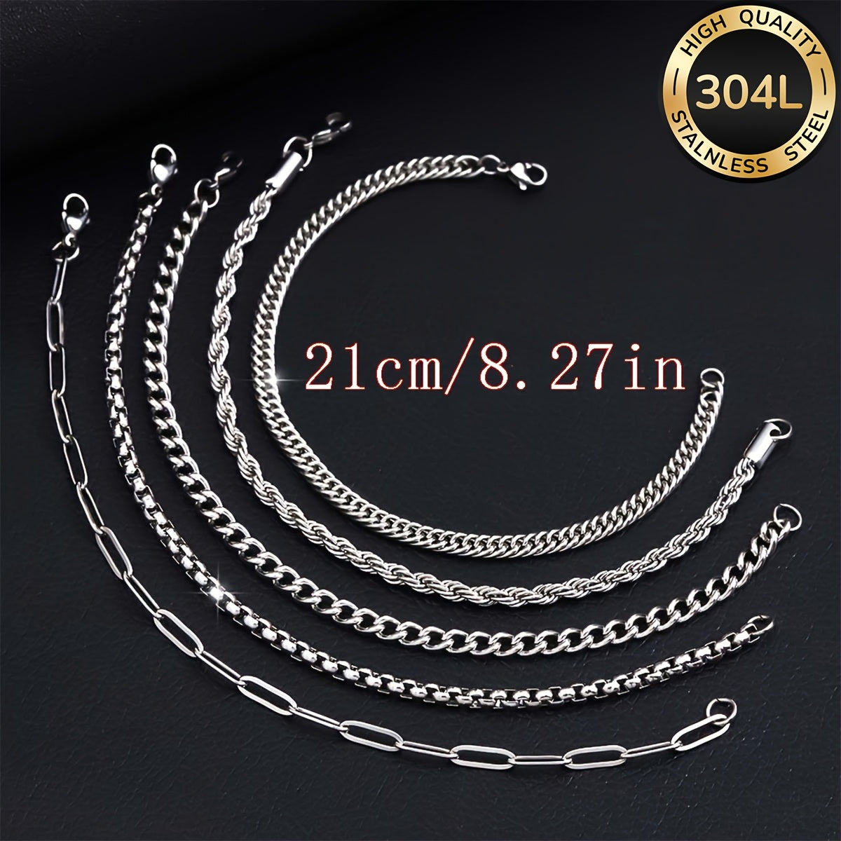 Handmade Men's Cuban Link Chain Curb Chain Bracelet In Durable 304 Stainless Steel