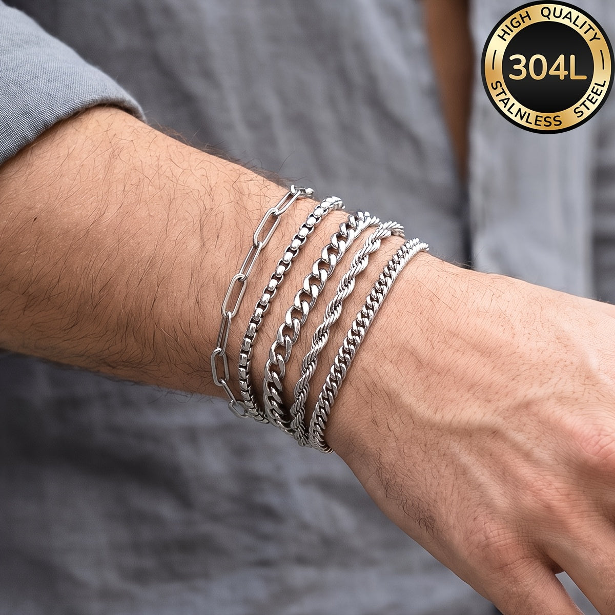 Handmade Men's Cuban Link Chain Curb Chain Bracelet In Durable 304 Stainless Steel