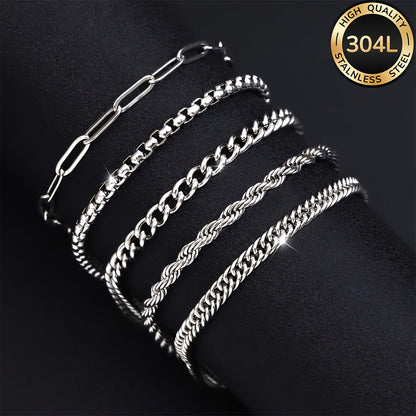 Handmade Men's Cuban Link Chain Curb Chain Bracelet In Durable 304 Stainless Steel