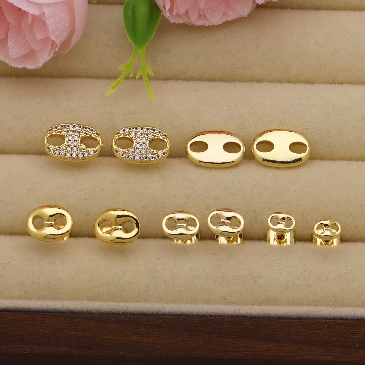 Waterproof Non Tarnish Cute Earrings For Women In 18K Real Gold Plated Copper With Copper Ear Pins