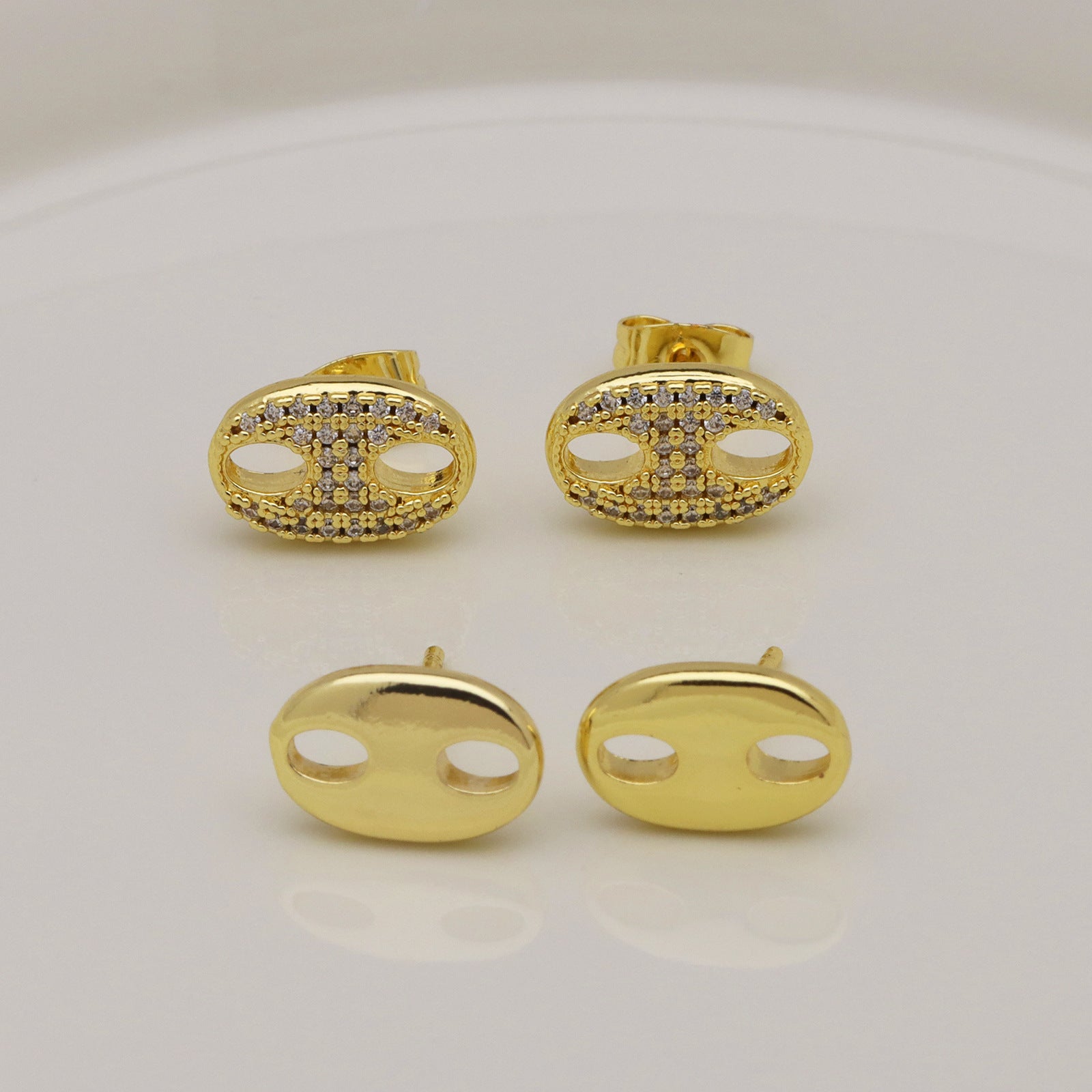 Waterproof Non Tarnish Cute Earrings For Women In 18K Real Gold Plated Copper With Copper Ear Pins