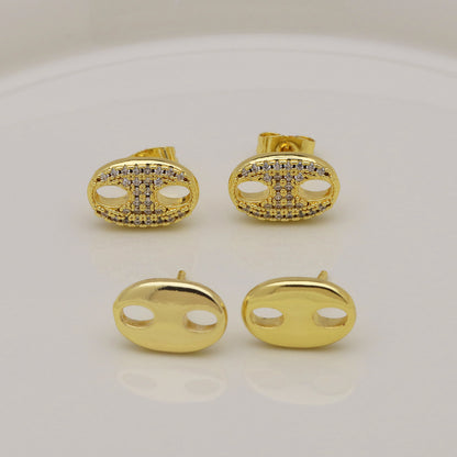 Waterproof Non Tarnish Cute Earrings For Women In 18K Real Gold Plated Copper With Copper Ear Pins