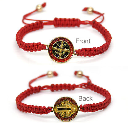 Unisex Red Cross Bracelet Featuring Rope Chain And Alloy Material With Braid Craftsmanship