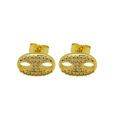 Waterproof Non Tarnish Cute Earrings For Women In 18K Real Gold Plated Copper With Copper Ear Pins