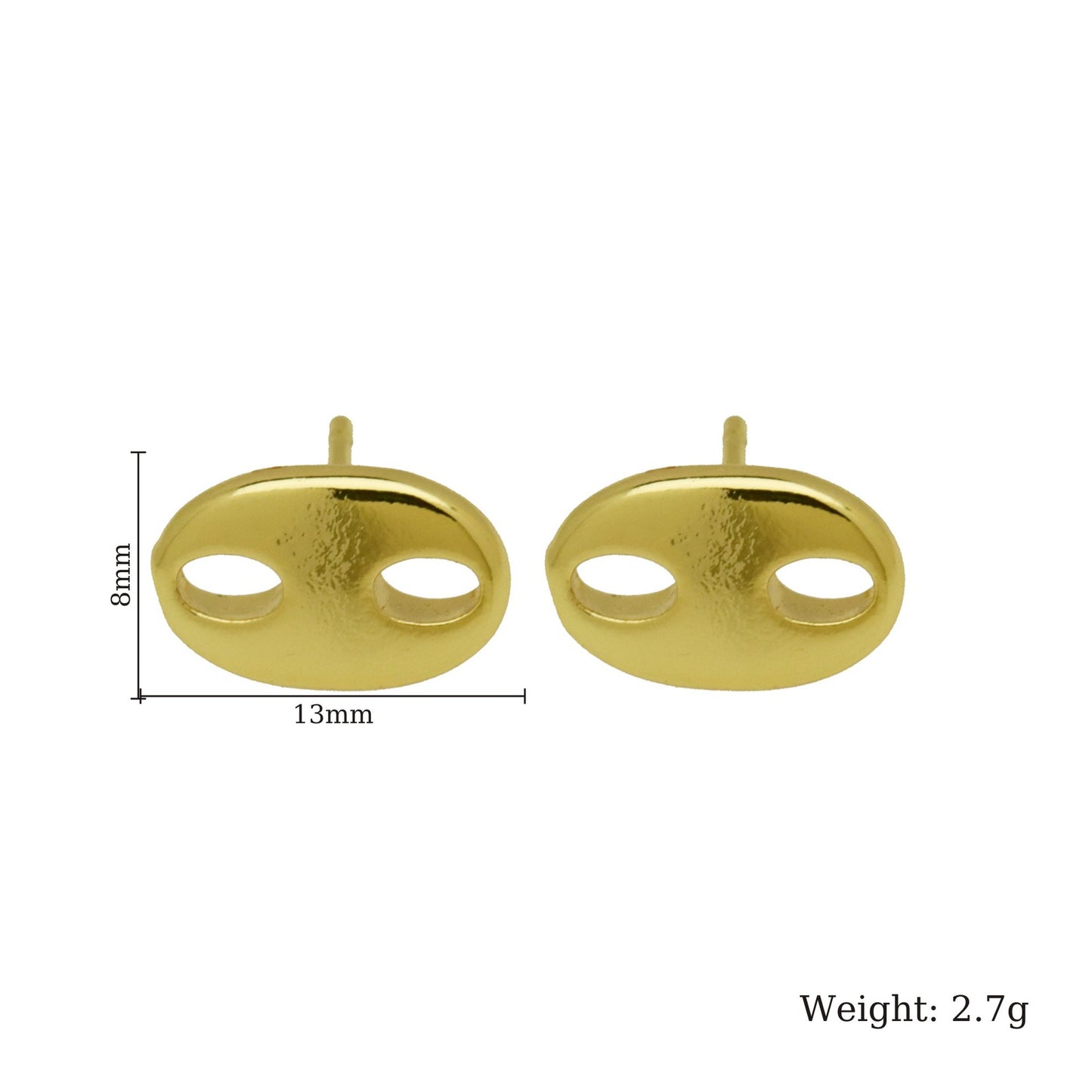 Waterproof Non Tarnish Cute Earrings For Women In 18K Real Gold Plated Copper With Copper Ear Pins