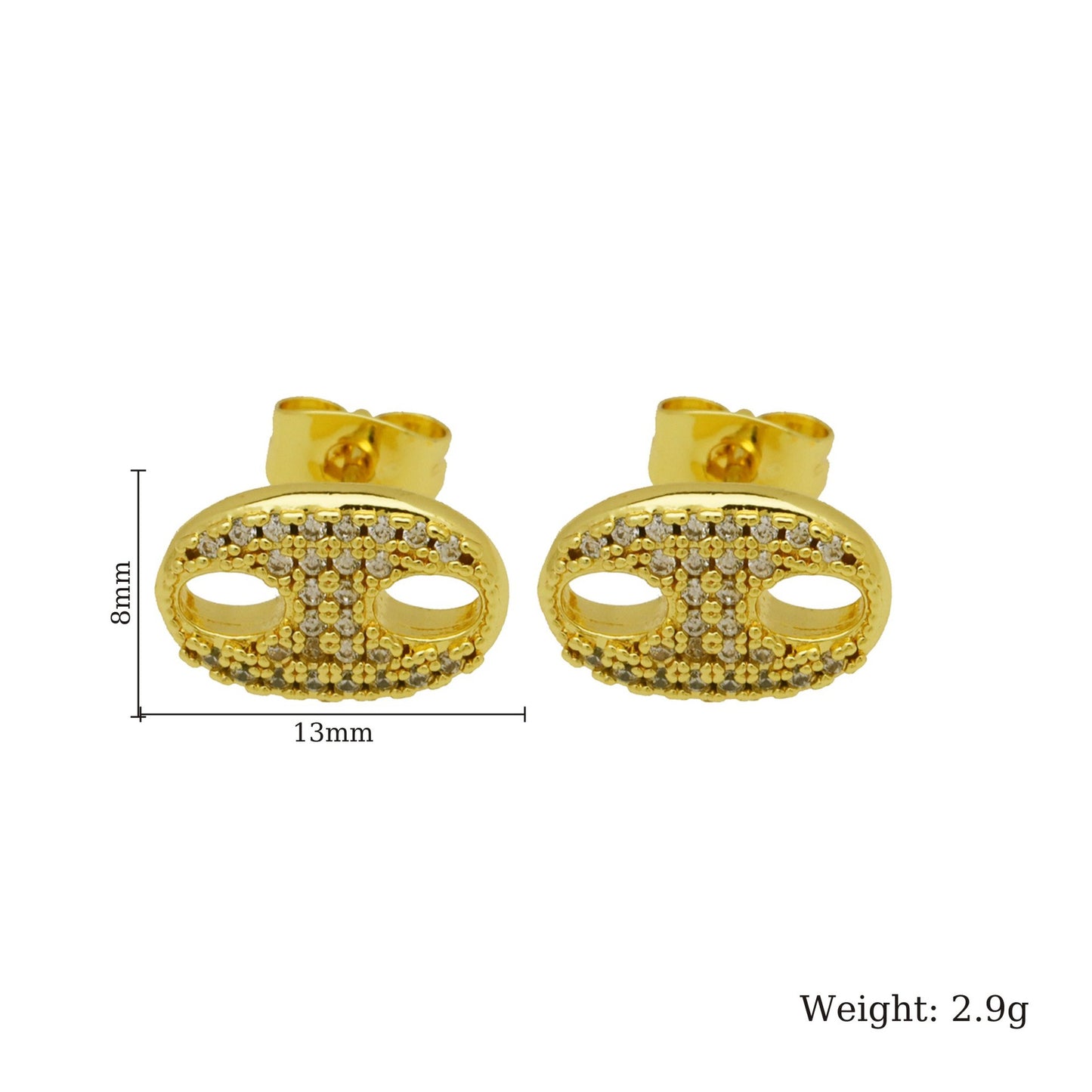 Waterproof Non Tarnish Cute Earrings For Women In 18K Real Gold Plated Copper With Copper Ear Pins