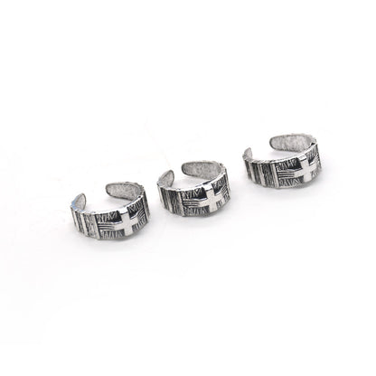 Retro Unisex Open Rings Cross Pattern Made Of Zinc Alloy In Silver Color