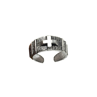 Retro Unisex Open Rings Cross Pattern Made Of Zinc Alloy In Silver Color
