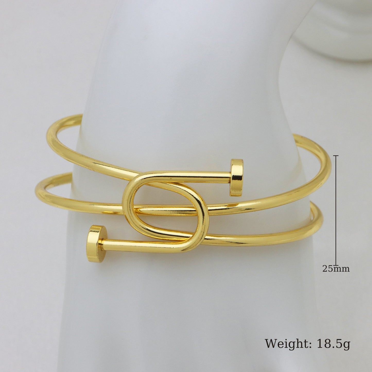 Heart Shape Bangle For Women In Copper With 18K Real Gold Plating And Zircon Inlay, Gold Bracelet