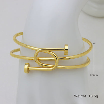 Heart Shape Bangle For Women In Copper With 18K Real Gold Plating And Zircon Inlay, Gold Bracelet