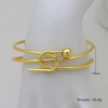 Heart Shape Bangle For Women In Copper With 18K Real Gold Plating And Zircon Inlay, Gold Bracelet