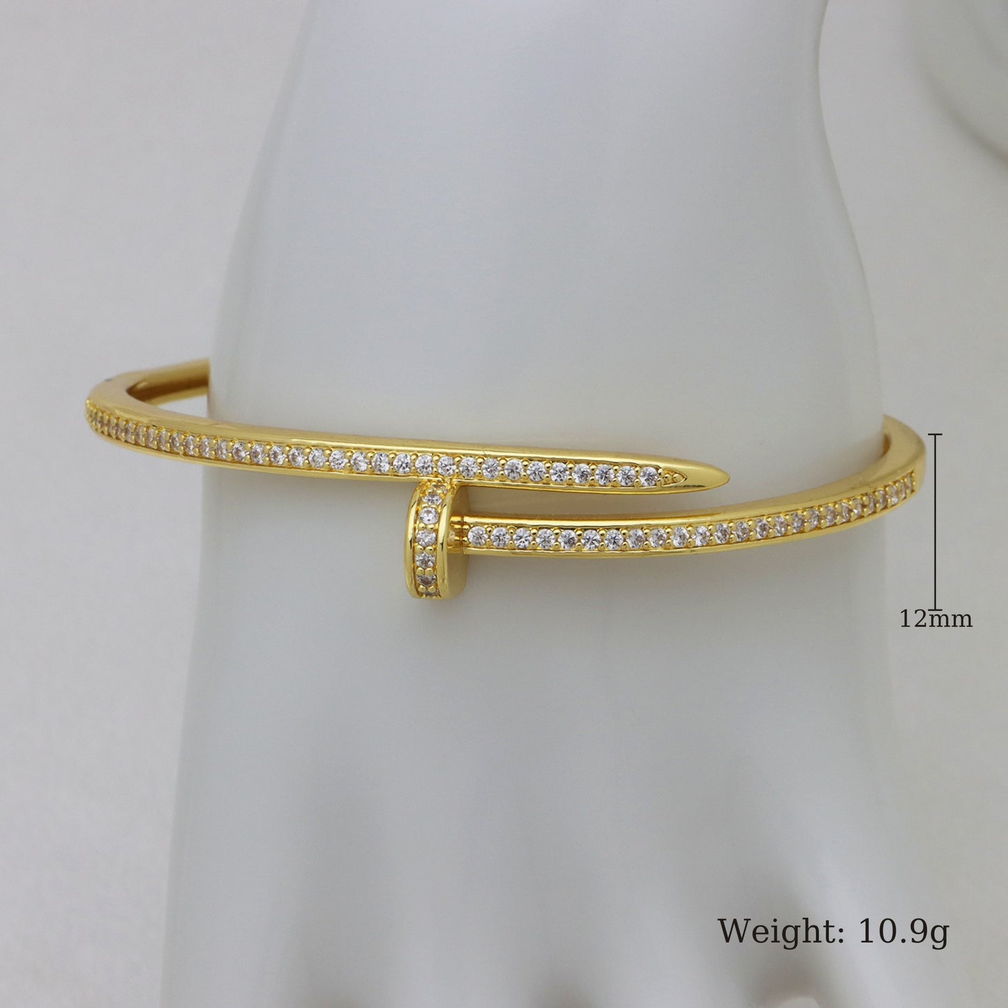 Heart Shape Bangle For Women In Copper With 18K Real Gold Plating And Zircon Inlay, Gold Bracelet