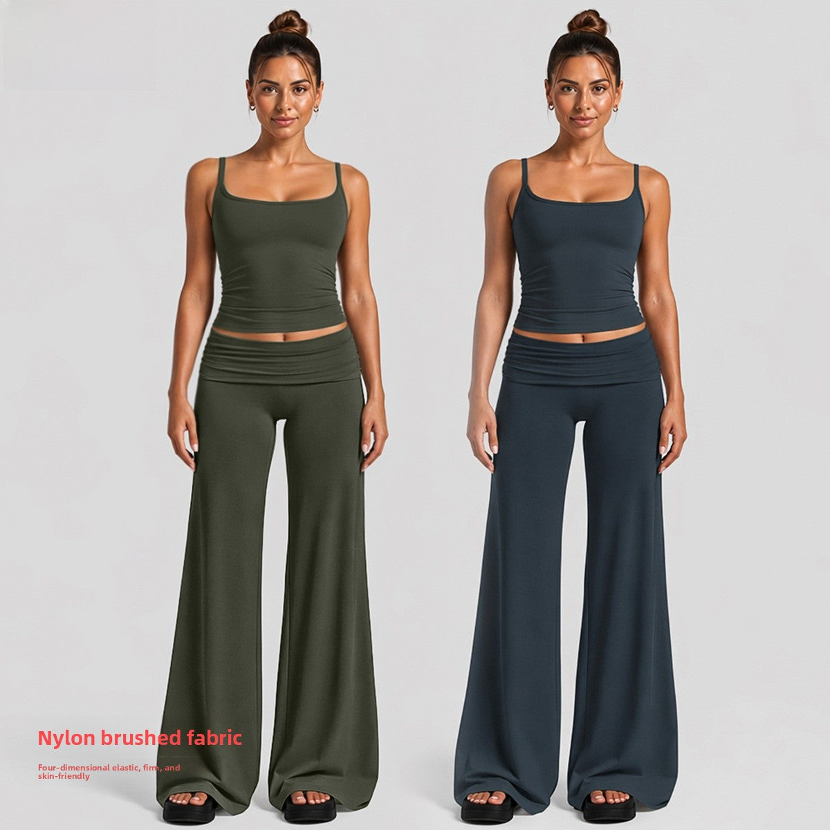 Sport Full Length Running Pants For Women In Stretchy Nylon Fabric Featuring A Backless Design And Sleeveless Style