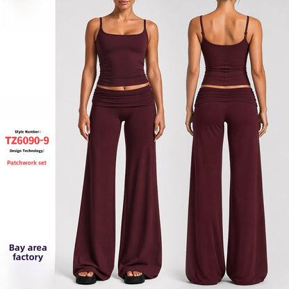 Sport Full Length Running Pants For Women In Stretchy Nylon Fabric Featuring A Backless Design And Sleeveless Style