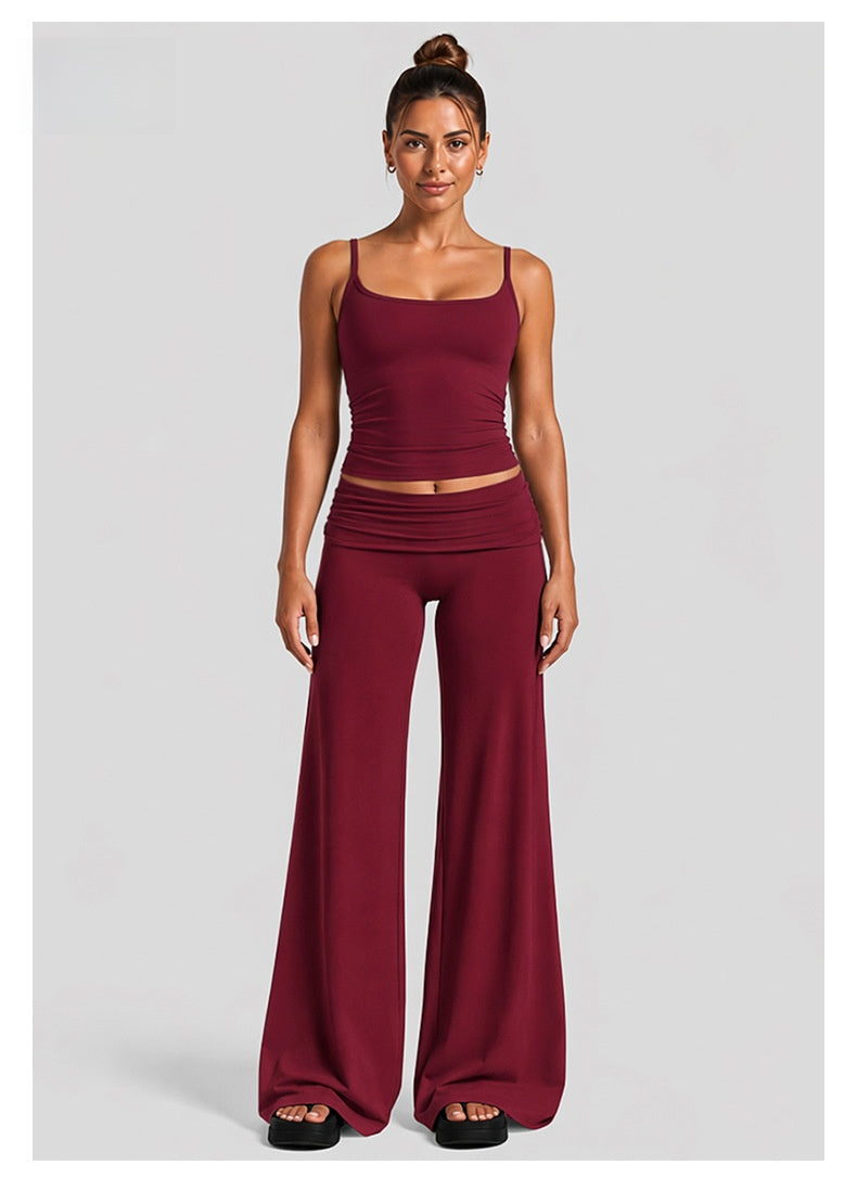 Sport Full Length Running Pants For Women In Stretchy Nylon Fabric Featuring A Backless Design And Sleeveless Style