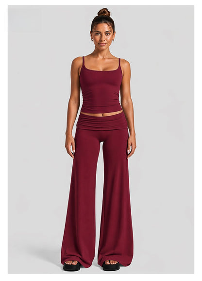Sport Full Length Running Pants For Women In Stretchy Nylon Fabric Featuring A Backless Design And Sleeveless Style
