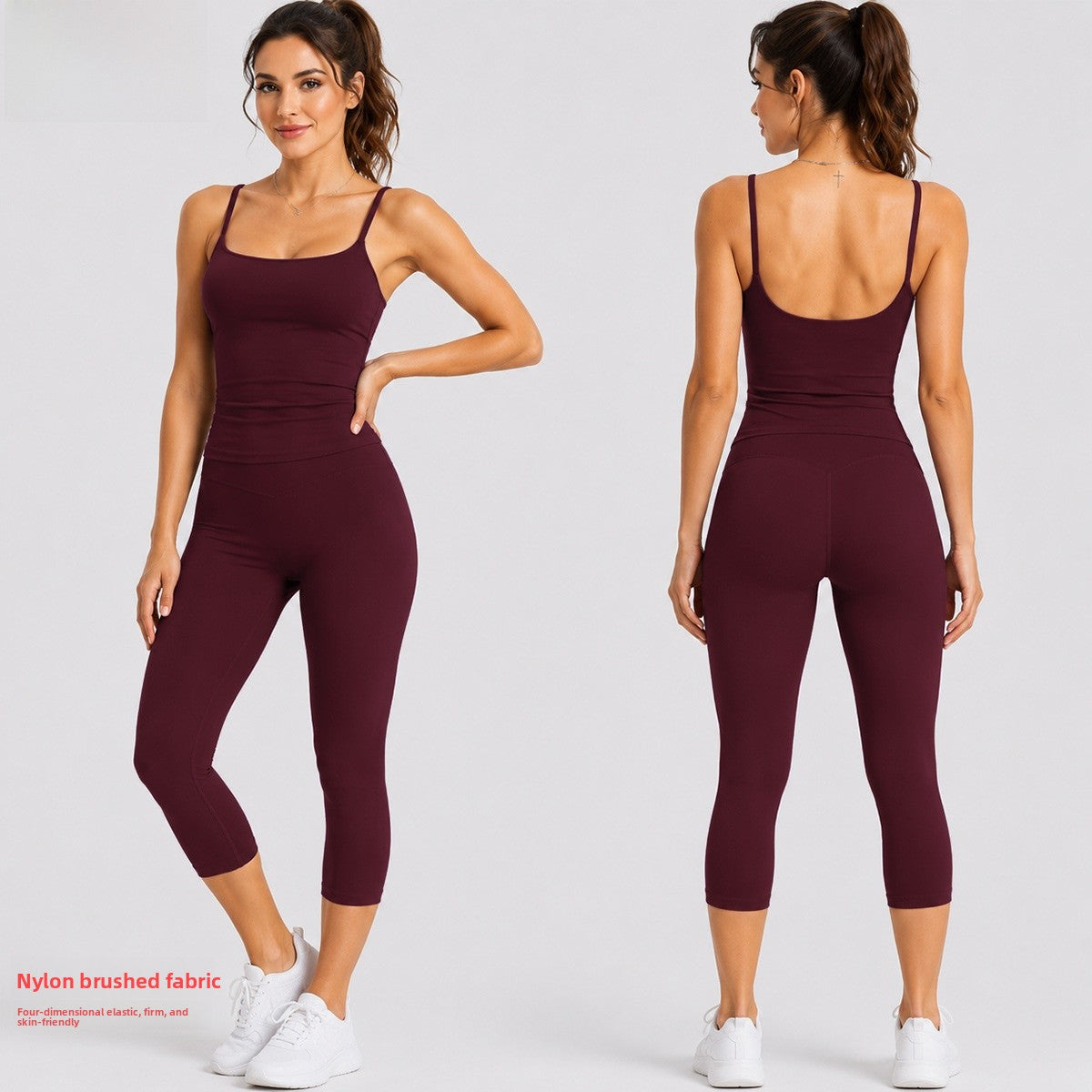 Sporty Women's Sleeveless Shorts Jumpsuit In High Elastic Nylon Fabric For Summer
