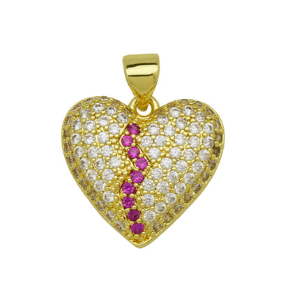 Heart Shape Copper Pendant With 18K Real Gold Plated Finish And Zircon Inlay, Featuring Waterproof Non Tarnish Craftsmanship In Gold